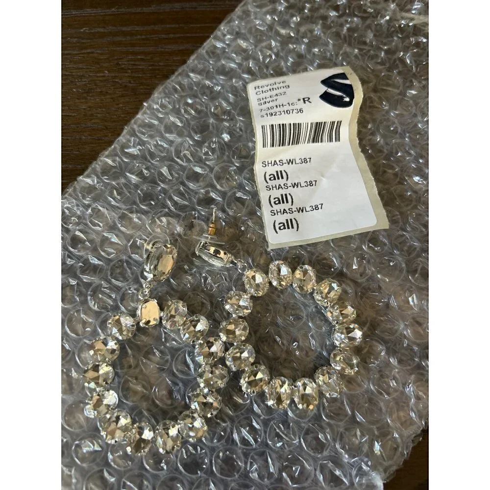 SHASHI Statement Drop Hoop Earrings Silver Womens Size OS